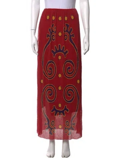 Pre-owned Cala De La Cruz Printed Long Skirt W/ Tags In Red