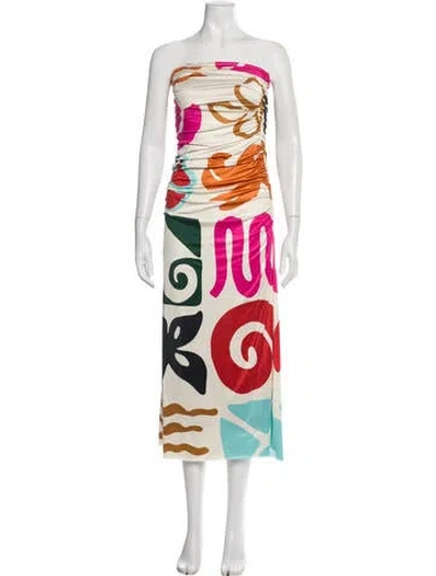 Pre-owned Cala De La Cruz Printed Midi Length Dress In Multi