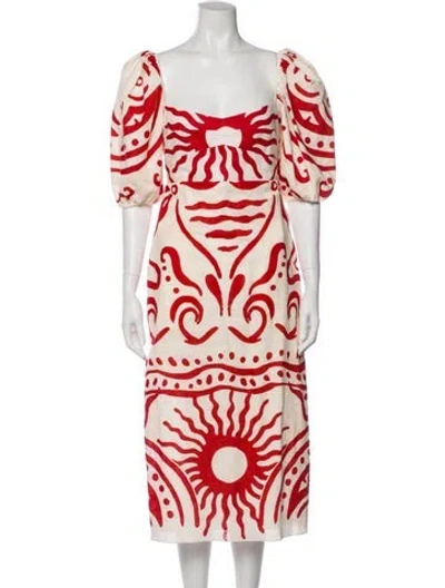 Pre-owned Cala De La Cruz Printed Midi Length Dress In Neutral