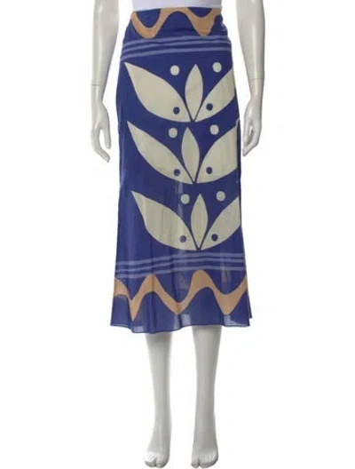 Pre-owned Cala De La Cruz Printed Midi Length Skirt In Multi