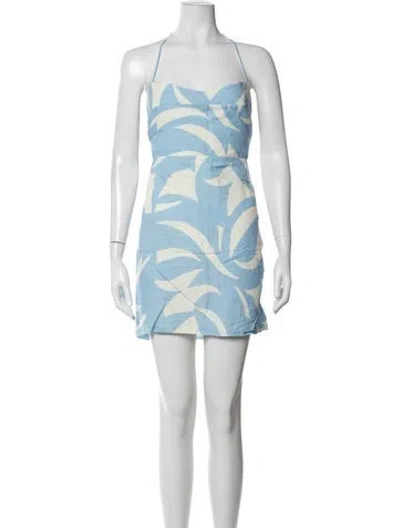 Pre-owned Cala De La Cruz Printed Mini Dress In Blue