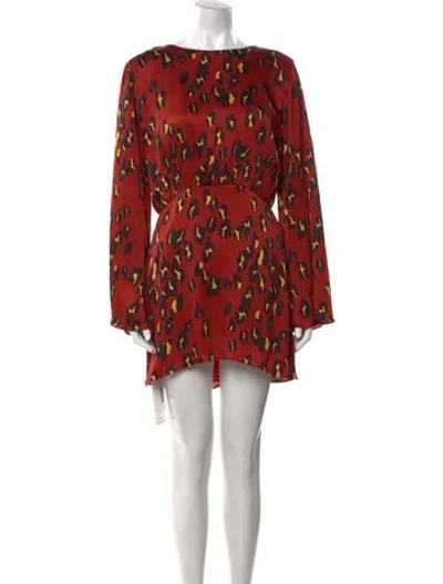 Pre-owned Cala De La Cruz Printed Mini Dress In Red