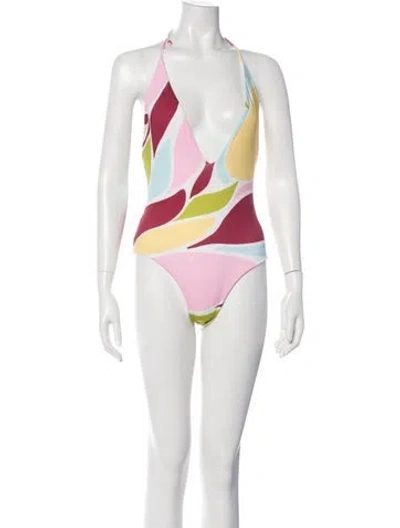 Pre-owned Cala De La Cruz Printed One-piece W/ Tags In White