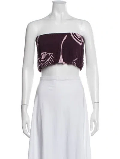 Pre-owned Cala De La Cruz Printed Strapless Crop Top In Multicolor