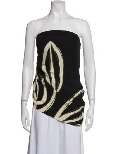 Pre-owned Cala De La Cruz Printed Strapless Top In Black