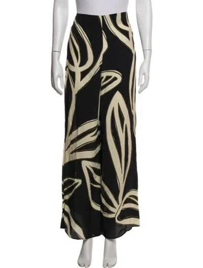 Pre-owned Cala De La Cruz Printed Wide Leg Pants In Black