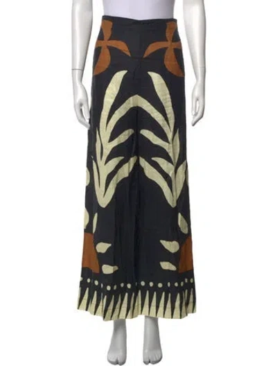 Pre-owned Cala De La Cruz Printed Wide Leg Pants In Black