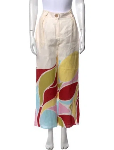Pre-owned Cala De La Cruz Printed Wide Leg Pants In Multicolor