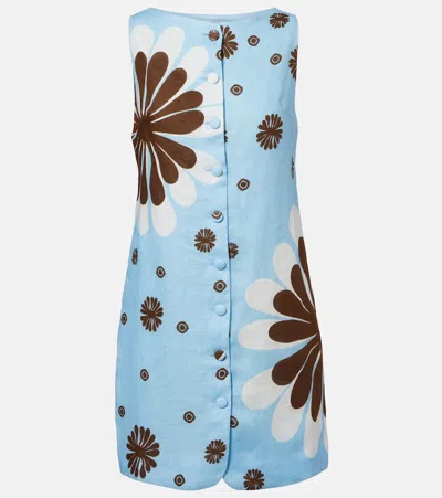 Cala De La Cruz Rhoda Floral Linen Minidress In Multi