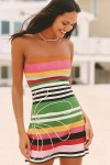 Cala De La Cruz Roma Strapless Linen Mini Dress In Multi