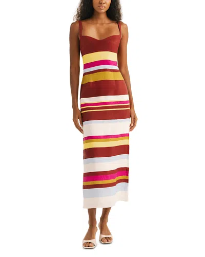 Cala De La Cruz Row Linen Midi Dress In Multi