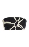 Cala De La Cruz Santa Cruz Printed Linen Bandeau Top In Black,white