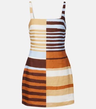 Cala De La Cruz Siela Striped Linen Minidress In Multi