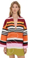 Cala De La Cruz Siena Linen Dress Swim Cover-up In Multi