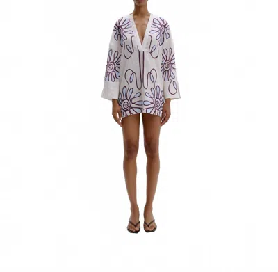 Cala De La Cruz Siena Mini Tunic Dress In Ivory In Multi
