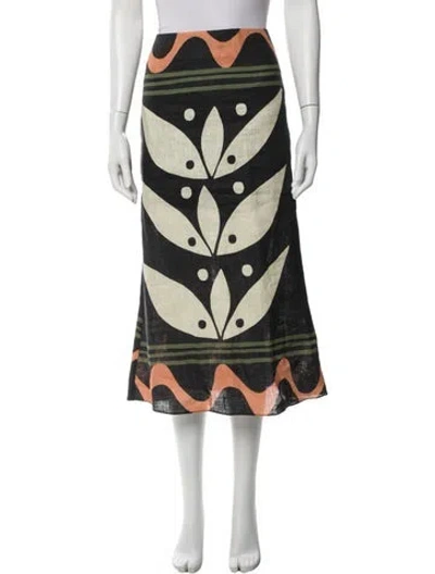 Pre-owned Cala De La Cruz Silk Midi Length Skirt In Black