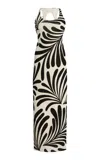Cala De La Cruz Solange Open Back Jersey Maxi Dress In Black,white