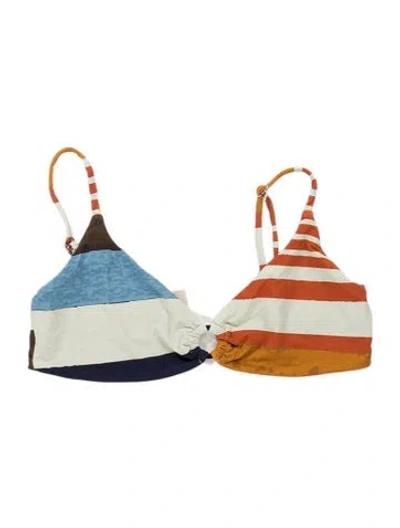 Pre-owned Cala De La Cruz Striped Cutout Accent Bikini W/ Tags In Green