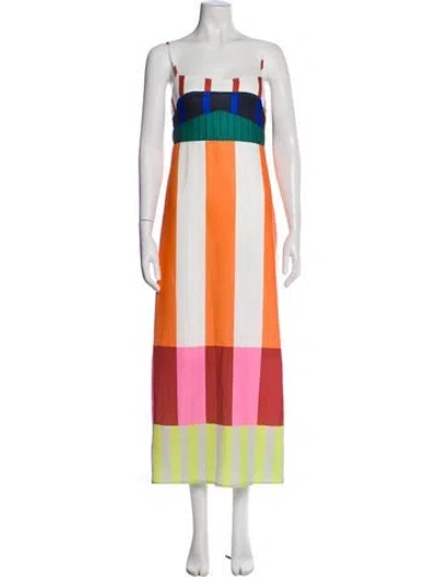 Pre-owned Cala De La Cruz Striped Long Dress In Multi
