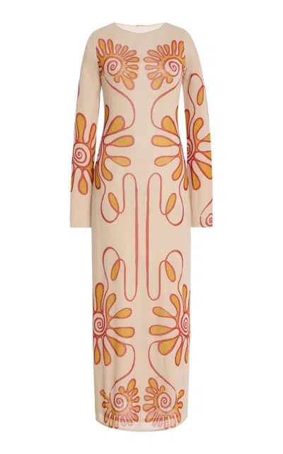 Cala De La Cruz Tania Printed Mesh-jersey Maxi Dress In Multi