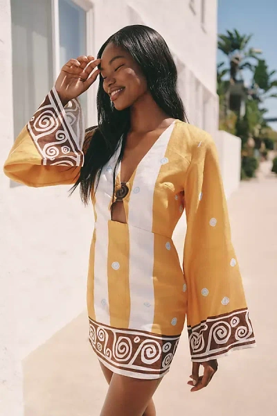Cala De La Cruz Tessa Linen Mini Dress In Animal Print