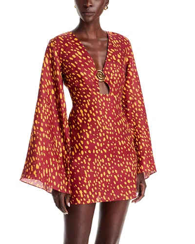 Cala De La Cruz Tessa Linen Printed Mini Dress In Multi