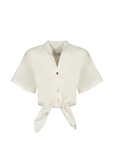 Cala De La Cruz Tie-fastening Cropped Blouse In Neutral