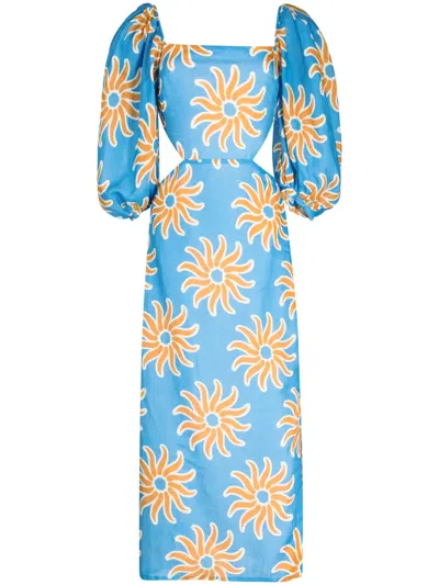 Cala De La Cruz Timbiqui Graphic-print Linen Dress In Multicolour