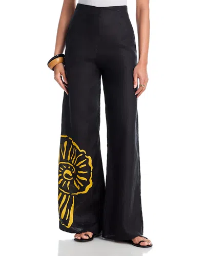Cala De La Cruz Toya Linen Pants In Black