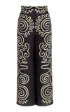 Cala De La Cruz Toya Linen Wide-leg Pants In Black,white