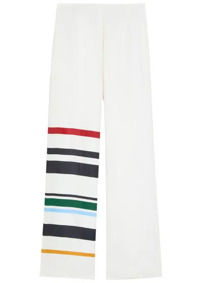 Cala De La Cruz Toya Striped Wide-leg Linen Trousers In Multi