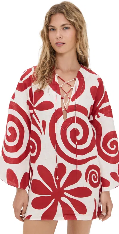 Cala De La Cruz Turin Dress Cenotescarlet In Red