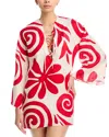 Cala De La Cruz Turin Linen Dress Swim Cover-up In Red