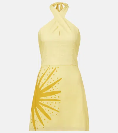 Cala De La Cruz Veneta Printed Cotton Minidress In Yellow
