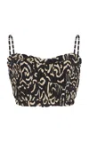 Cala De La Cruz Victoria Linen Top In Black,white