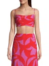 Cala De La Cruz Women's Flora Virginia Cropped Printed Top In Multi