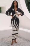 Cala De La Cruz X Anthropologie Gaia Puff-sleeve Maxi Dress In Black