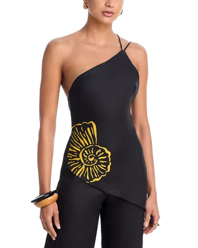 Cala De La Cruz Zharit Asymmetric Backless Top In Black