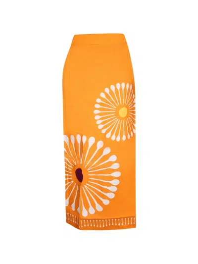 Cala De La Cruz Zip-fastening Midi Skirt In Orange