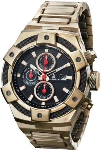 Pre-owned Calabria - Armato Forte - Gold - Black Dial Mens Watch With Carbon Fiber Bezel