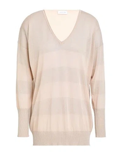 Calatura Woman Sweater Beige Size 10 Viscose, Polyamide, Metallic Polyester