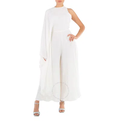 Calcaterra Ladies White Foulard Sleeve Dress