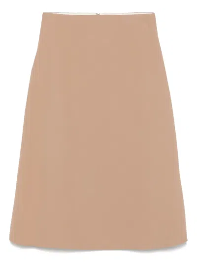 Calcaterra Slit-detail Midi Skirt In Brown