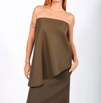 Calcaterra Wave Bustier Top In Alga In Brown