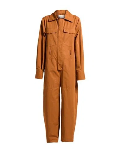 Calcaterra Woman Jumpsuit Tan Size 6 Cotton, Rayon In Brown