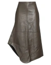 Calcaterra Woman Midi Skirt Khaki Size 8 Leather In Beige