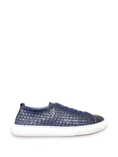Calce Interwoven Leather Sneakers In Blue