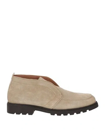 Calce Man Ankle Boots Beige Size 8 Leather In Neutral