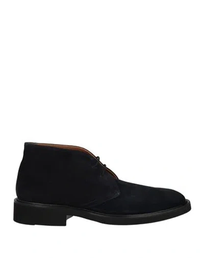 Calce Man Ankle Boots Navy Size 12 Leather In Black