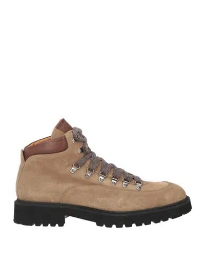 Calce Man Ankle Boots Taupe Size 9 Leather In Brown